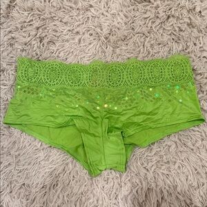 NWT VTG Victoria’s Secret Green Sequin Hiphugger Lace Small